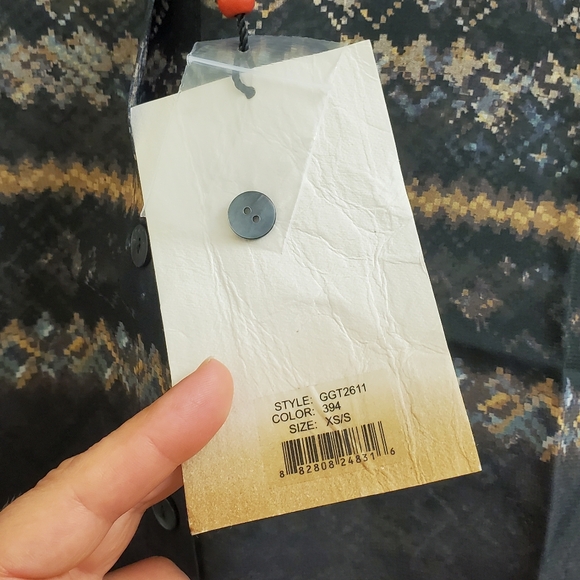 🤩New with tags vintage Da-nang oversized Boheme button down top size xs/s - Picture 6 of 9